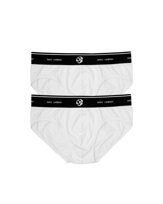 EARLY LOGO BRIEF WHITE | 2 PACK